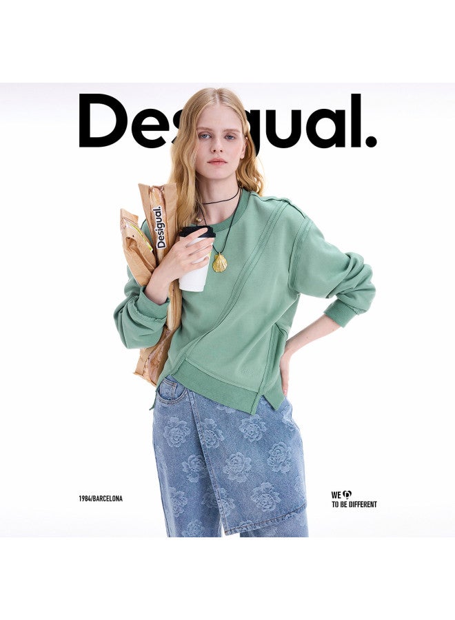 DESIGUAL 25 Autumn/Winter New Loose Deconstructed Raw Edge Patchwork Round Neck Women'S Hoodie - Image 4