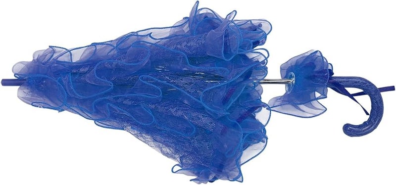 Blue Lace Parasol Umbrella Handcrafted Wedding Photography Prop Romantic Scene - Image 5