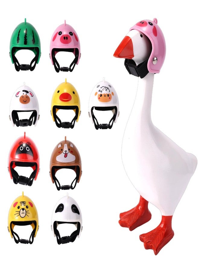 Sinbana 9pcs Mini Desk Goose Helmet, 9 Designs Plastic Duck Helmet Hat Cute Head Outfits Costume Clothes Accessories for 7inch/17.78cm Magnetic Goose Statue Key Holder (9 Colors) - Image 1