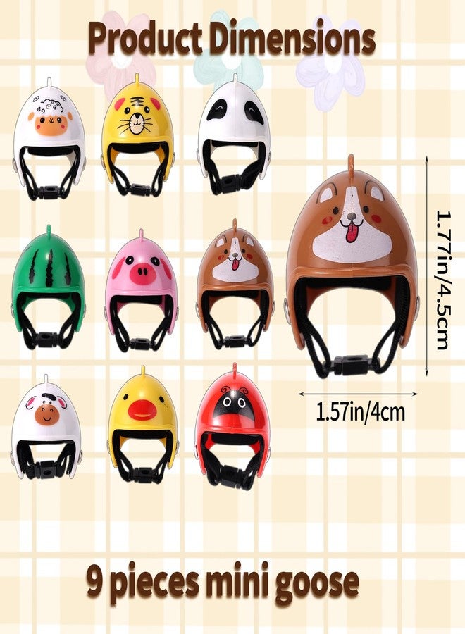 Sinbana 9pcs Mini Desk Goose Helmet, 9 Designs Plastic Duck Helmet Hat Cute Head Outfits Costume Clothes Accessories for 7inch/17.78cm Magnetic Goose Statue Key Holder (9 Colors) - Image 2