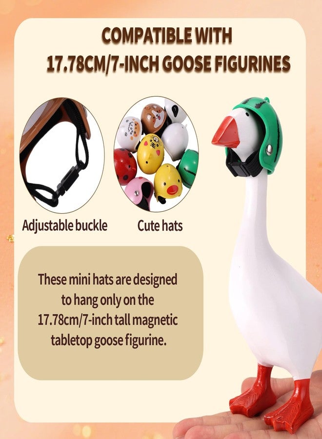 Sinbana 9pcs Mini Desk Goose Helmet, 9 Designs Plastic Duck Helmet Hat Cute Head Outfits Costume Clothes Accessories for 7inch/17.78cm Magnetic Goose Statue Key Holder (9 Colors) - Image 4