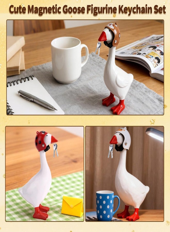 Sinbana 9pcs Mini Desk Goose Helmet, 9 Designs Plastic Duck Helmet Hat Cute Head Outfits Costume Clothes Accessories for 7inch/17.78cm Magnetic Goose Statue Key Holder (9 Colors) - Image 3