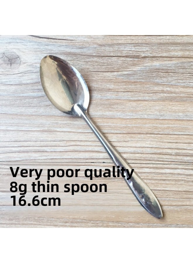 Stainless Steel Commercial Small Spoon Digging Watermelon Special Long Handle Spoon Fruit Spoon Disposable Watermelon Iron Spoon-Color:More Than 21000 Branches-Specifications:8g Thin No. 1 Spoon 16.6cm (very Poor Quality, Very Poor)  - Image 1