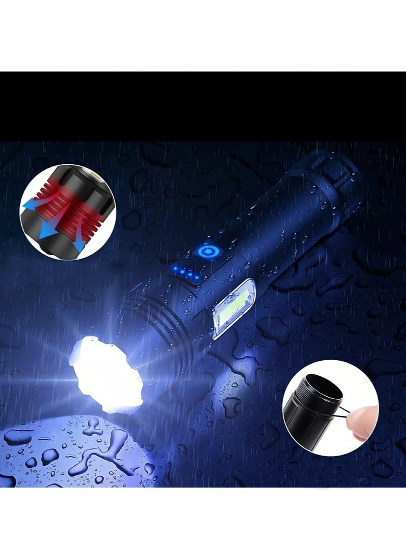 مصباح تخييم يدوي | 7 أوضاع إضاءة عالية، مقاوم للماء والصدمات، 30 واط LED، تكبير حتى 1000 متر