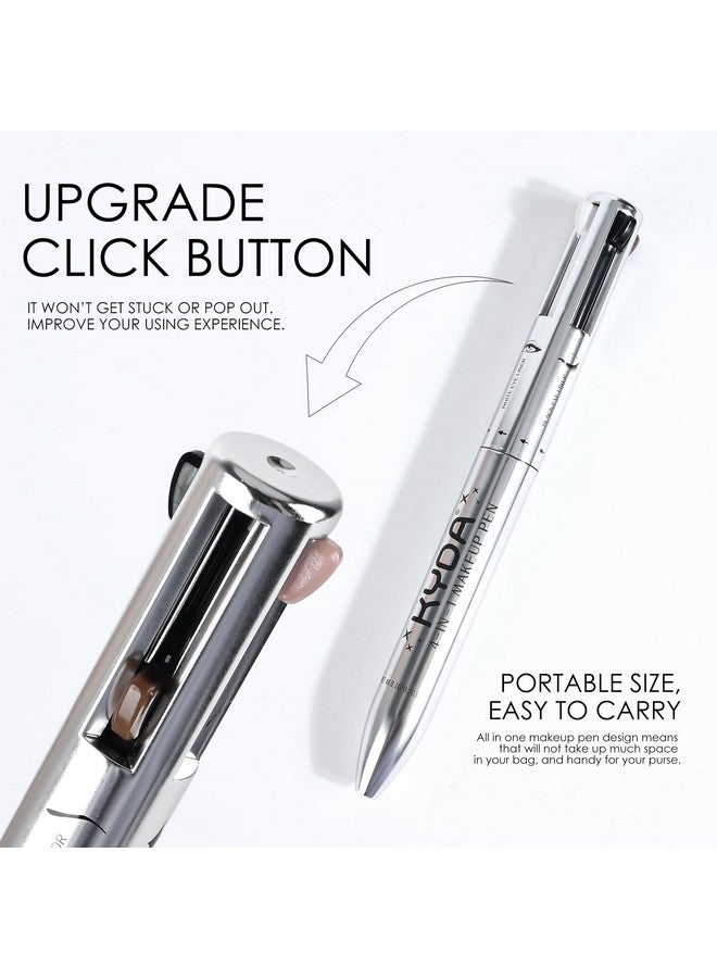 FREEORR 4 In 1 Makeup Pen, On-The-Go Travel 4-In-1 Makeup Pen Eyeliner In Black, Eyeliner In White, Eyebrow Pencil In Brown, Highlighter All In One Makeup Pen, Smooth To Glide And Easy To Carry - Image 2