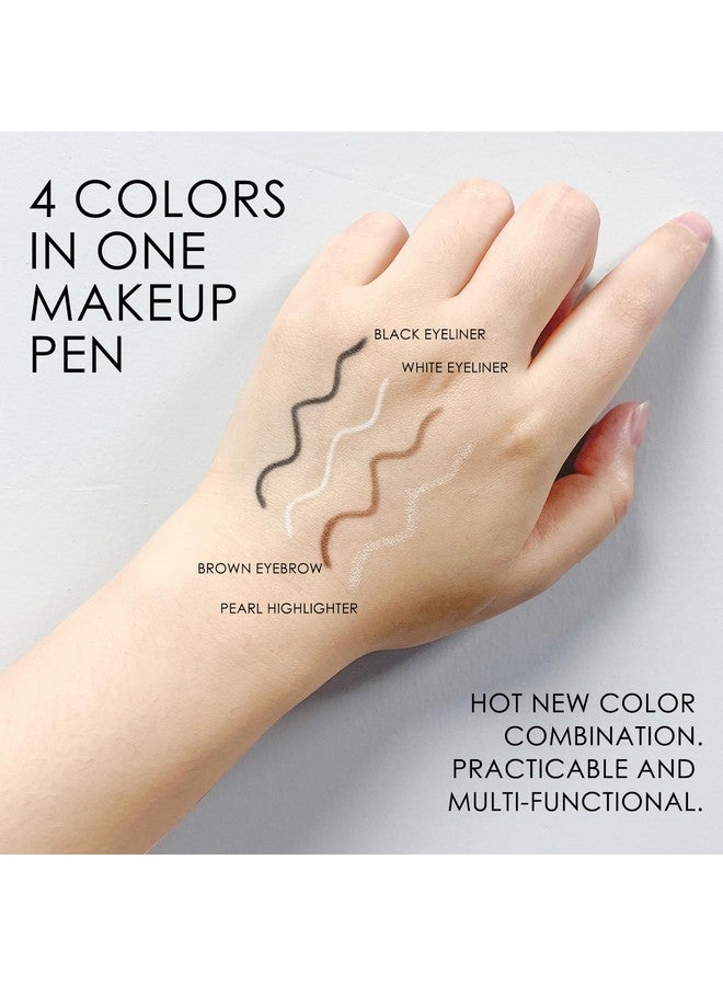 FREEORR 4 In 1 Makeup Pen, On-The-Go Travel 4-In-1 Makeup Pen Eyeliner In Black, Eyeliner In White, Eyebrow Pencil In Brown, Highlighter All In One Makeup Pen, Smooth To Glide And Easy To Carry - Image 4