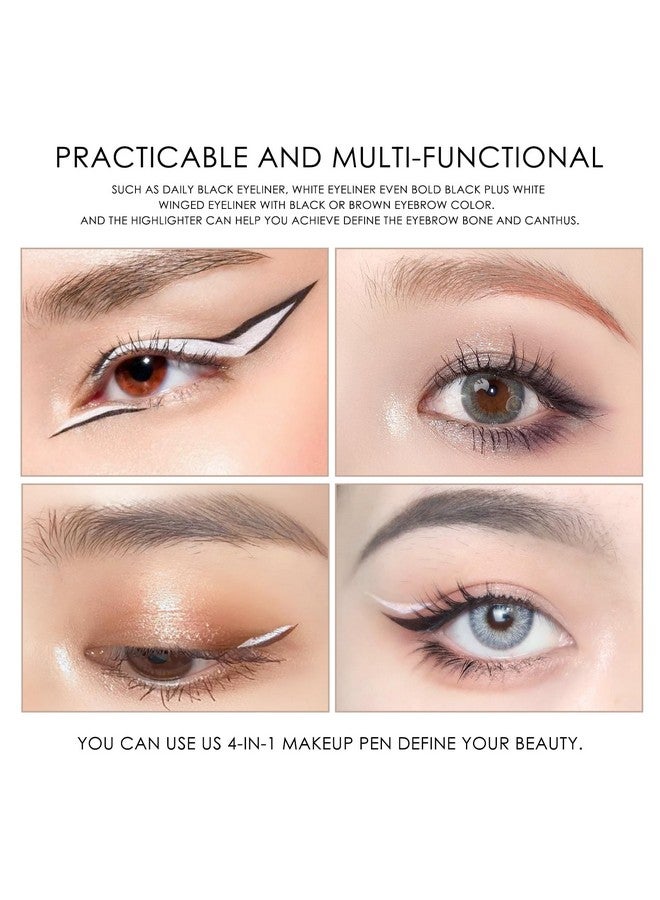 FREEORR 4 In 1 Makeup Pen, On-The-Go Travel 4-In-1 Makeup Pen Eyeliner In Black, Eyeliner In White, Eyebrow Pencil In Brown, Highlighter All In One Makeup Pen, Smooth To Glide And Easy To Carry - Image 5