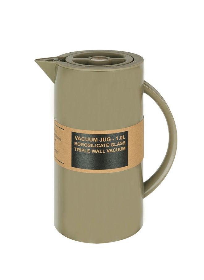 GAZELLA - Plastic Tea/Coffee Flask 1 Liter Green, Borosilicate Glass & Triple Wall Vacuum. - Image 1
