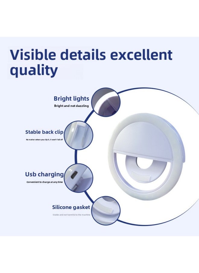 Generic - Mobile Phone Selfie Fill Light Led Round Mobile Phone Fill Light Usb Charging Live Broadcast Beauty Mobile Phone Flash Logo-Specifications:High Quality: Blue 36 Lamp Beads (150 MA) - Image 1
