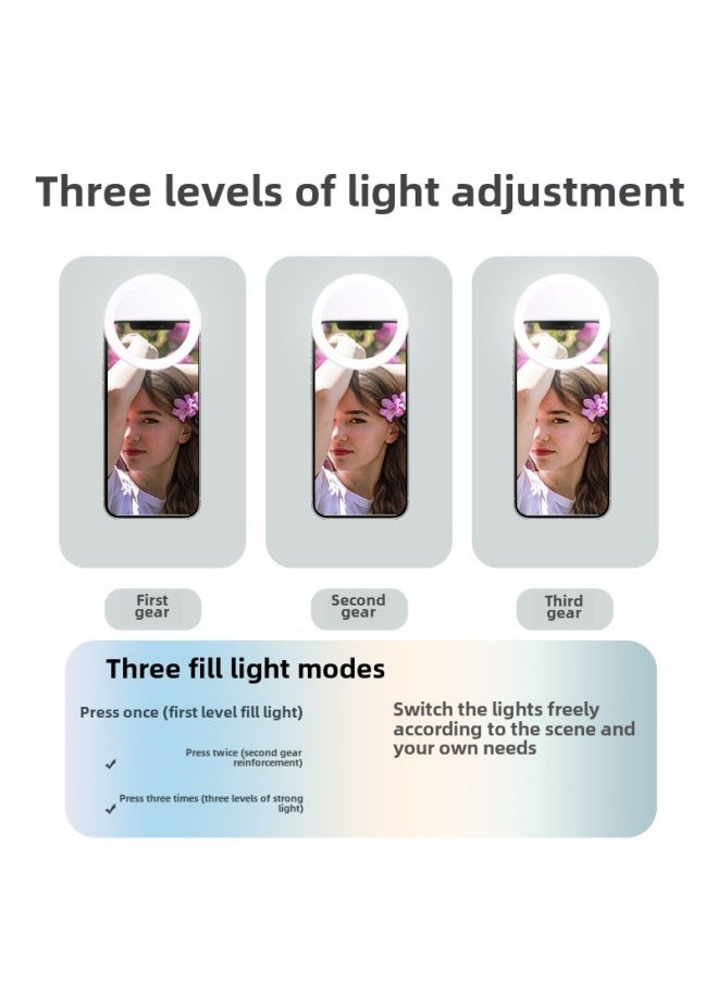 Generic - Mobile Phone Selfie Fill Light Led Round Mobile Phone Fill Light Usb Charging Live Broadcast Beauty Mobile Phone Flash Logo-Specifications:High Quality: Blue 36 Lamp Beads (150 MA) - Image 1