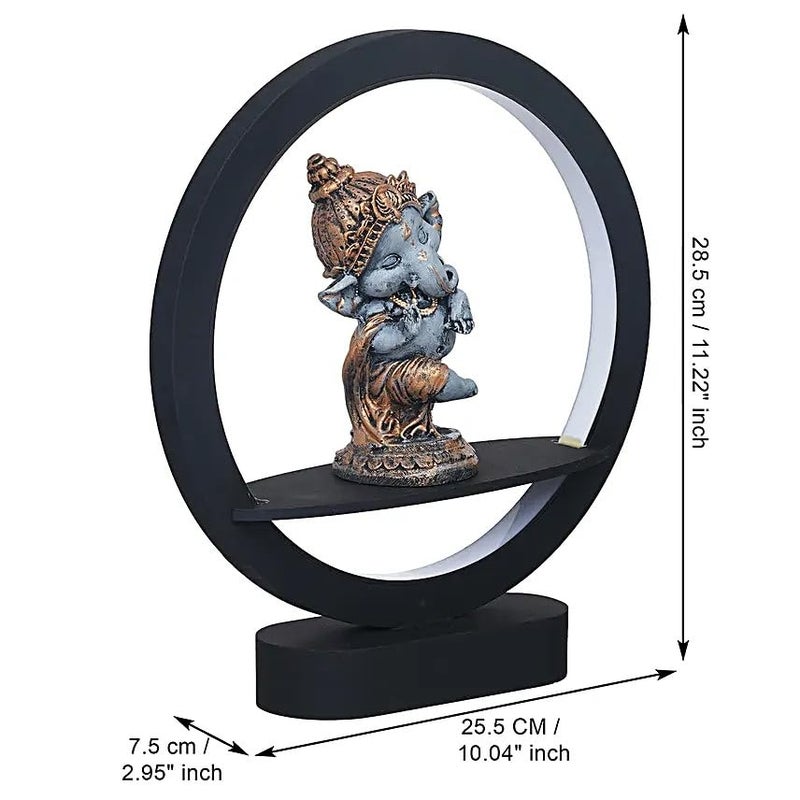 AASHRIT Decorative Lord Ganesha Night Lamp with Circular Frame, Grey and Golden Polyresin,Lord Ganesha Idol for Home, Office, Size-28.5 x 25.5 x 7.5 cm (Bal Ganesha) - Image 5