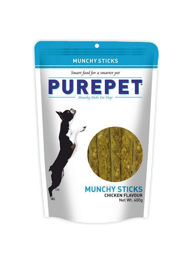 PUREPET Dog Treat Munchy Sticks, Chicken Flavour 400G Pack, All Life Stages  - Image 1