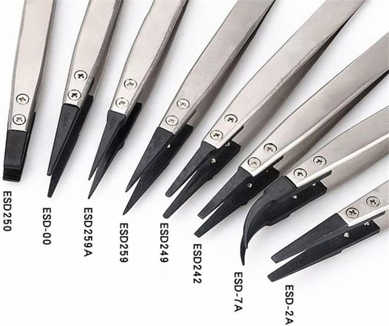 Utoolmart 3 pcs ESD-259 Precision Anti-Static Carbon Fiber Tweezers Stainless Steel Tweezers for Craft Jewelry Electronics - Image 4