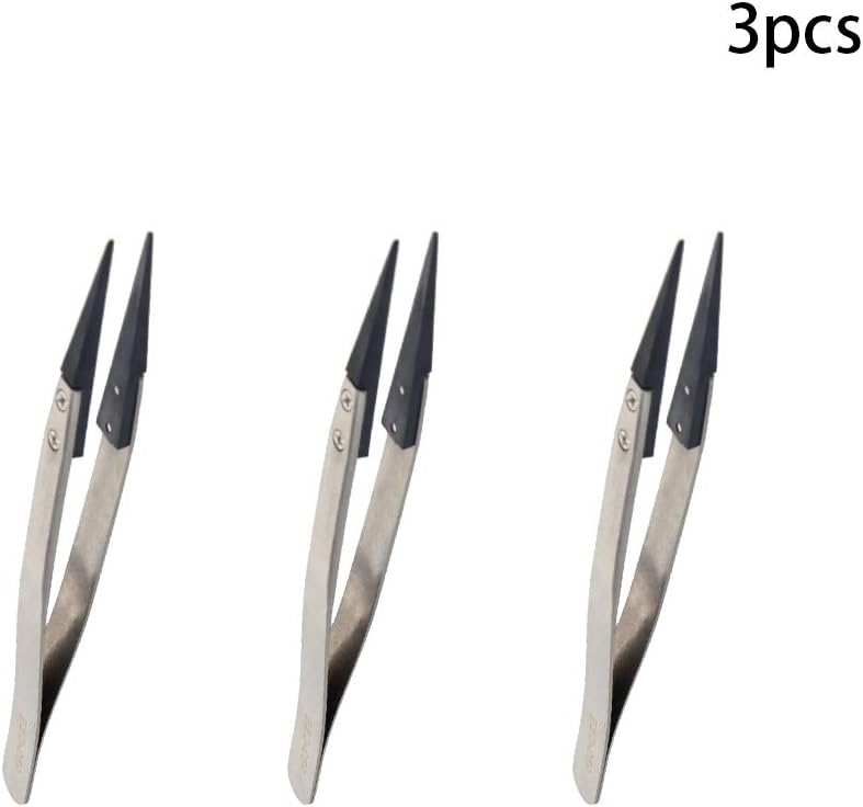 Utoolmart 3 pcs ESD-259 Precision Anti-Static Carbon Fiber Tweezers Stainless Steel Tweezers for Craft Jewelry Electronics - Image 3
