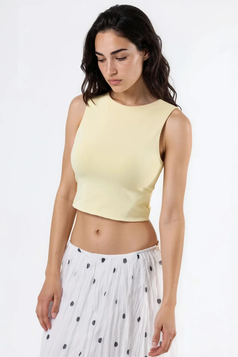 بوسيم BUSEM Boat Neck Sleeveless Knitted Blouse