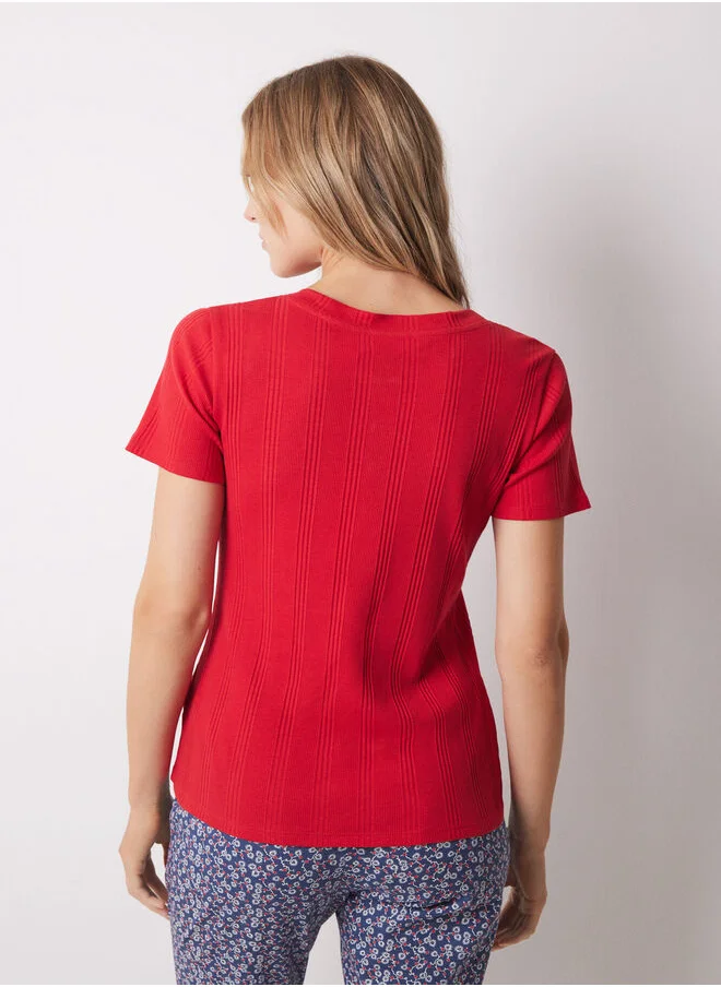 women'secret Red Short Sleeve Cotton T-Shirt