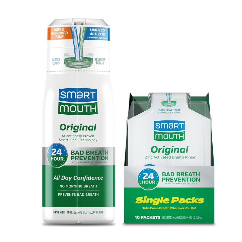 SmartMouth Original Activated Mouthwash & Single Packs, Travel Mouthwash, Fresh Mint - Image 1