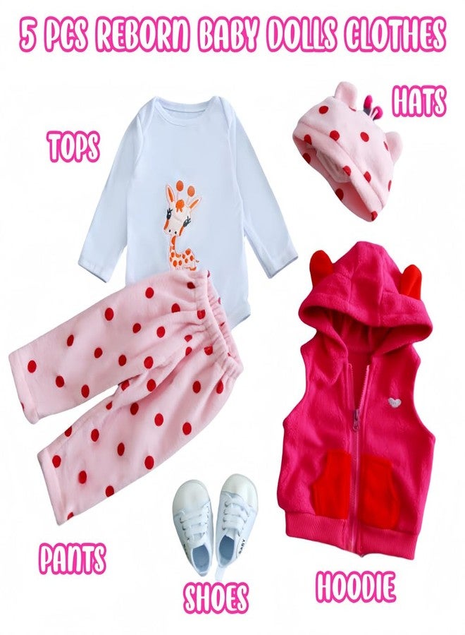MAIHAO Reborn Baby Clothes Reborn Dolls Clothes for 17-22 Inch Newborn Baby Doll Girl, Baby Doll Clothes Outfit Accessories fit 17-22 Inch Reborn Baby Doll Girl【Giraffe Pattern 5pcs Set 】 - Image 2