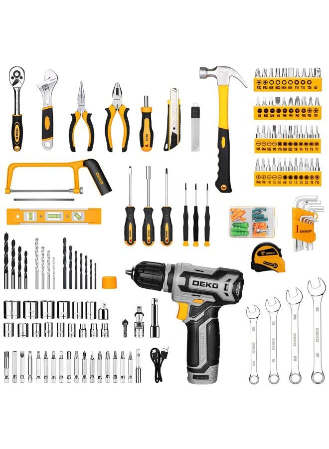 DEKOPRO Tool Kit Box Drill Set：DEKOPRO Home Mechanic Toolbox with 12V Power Cordless Drill Hand Repair Tools Sets Combo Kits Storage Organizer Drawer Case for Men - Image 3