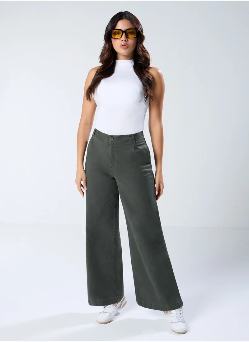 Zigzag Khaki flared Chino pant