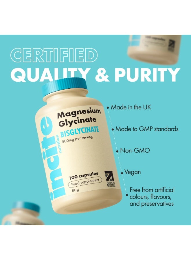 INCITE Premium Magnesium Glycinate 500mg, 3-month supply and vegan-friendly. Supports energy, mental health & nervous system. Made in the UK to GMP standards ,100 Capsules - Image 5