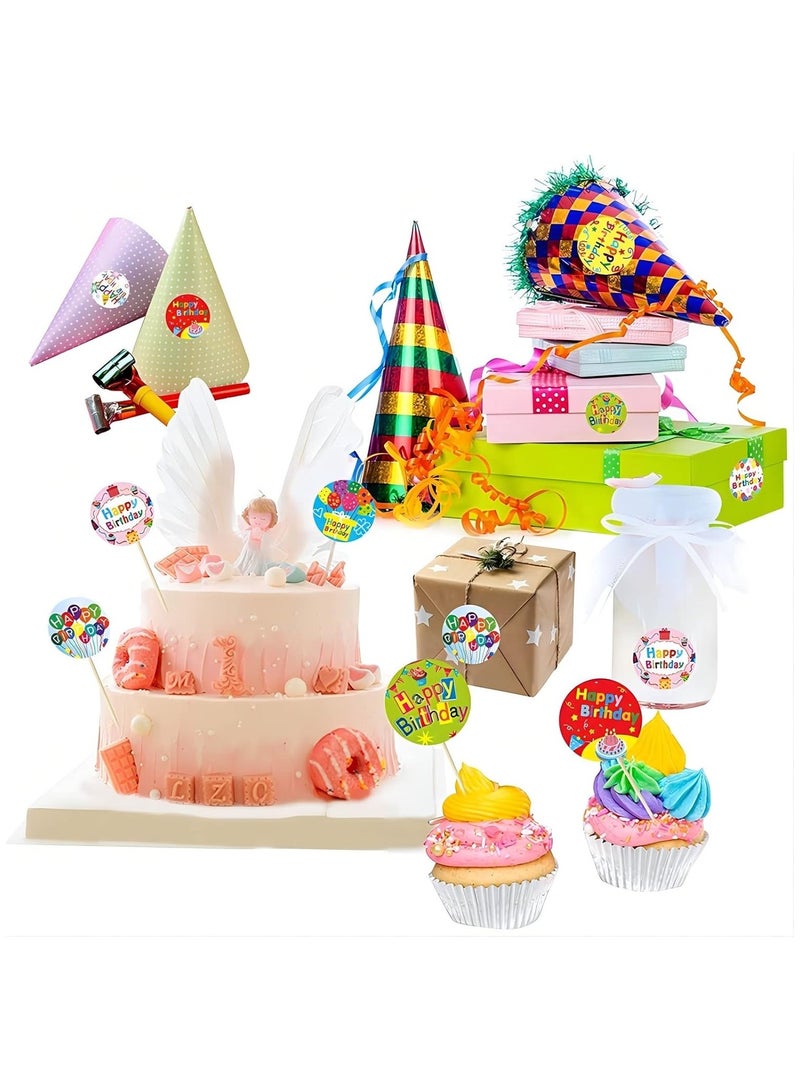 Happy Birthday Stickers Seals 2.5cm 500Pcs in 1Roll for Birthday Décor Party Supplies School Cards Sealing, 8 Designs Envelope Sealing Gift Wrap - Image 5
