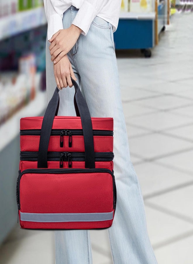 CURMIO Double Layers Pill Bottle Organizer Bag Empty, Medicine Organizer Storage Case with Lockable Zippers, Medication Travel Bag for Prescription Bottles, Medical Supplies, Red (Patent Design - Image 5
