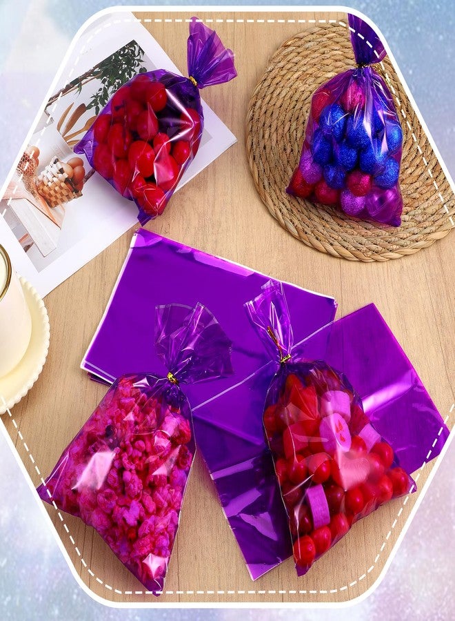 Qulkws 50 Pcs Purple Plastic Treat Bags 6x9 Inch Resealable Candy Favor Bags Gift Plastic Bag with Ties for Candy Bakery Popcorn Cookies Party Favors - Image 5