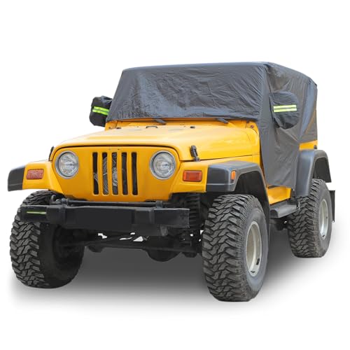 Jimen for TJ Car Cover Waterproof Cab Cover Outdoor Rain Cover Compatible with Jeep Wrangler TJ 19972006