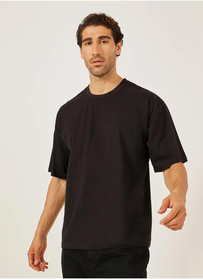 Styli Slogan Back Print Jersey Oversized T-Shirt