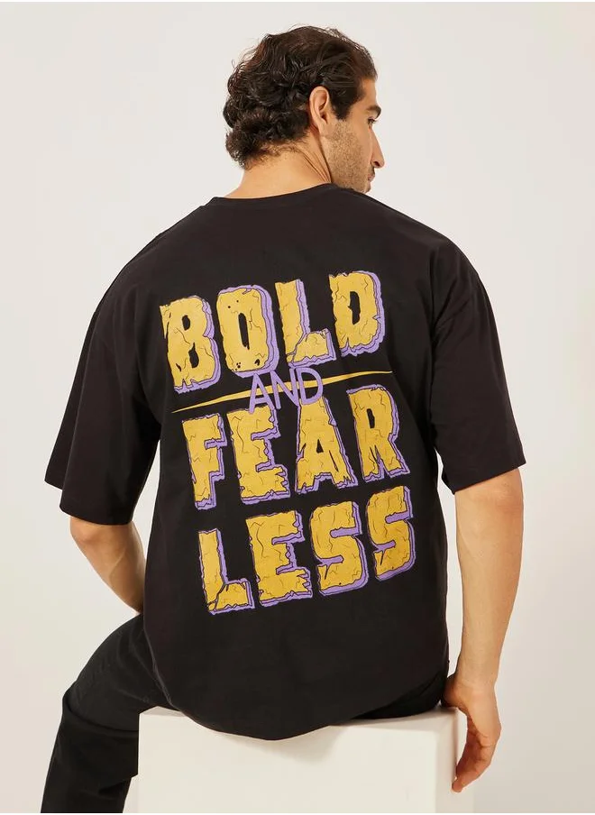 Styli Slogan Back Print Jersey Oversized T-Shirt