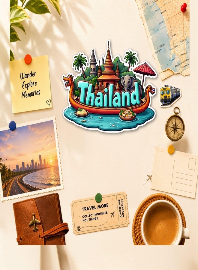 GiftOday Thailand Country Theme Souvenir Wooden Refrigerator Stylish Fridge Magnet - Perfect Souvenir Gift for Brother, Sister, Kids | Kitchen Decor | Fridge Decoration | Size 3x3 Inches | Pack of 1 - Image 5