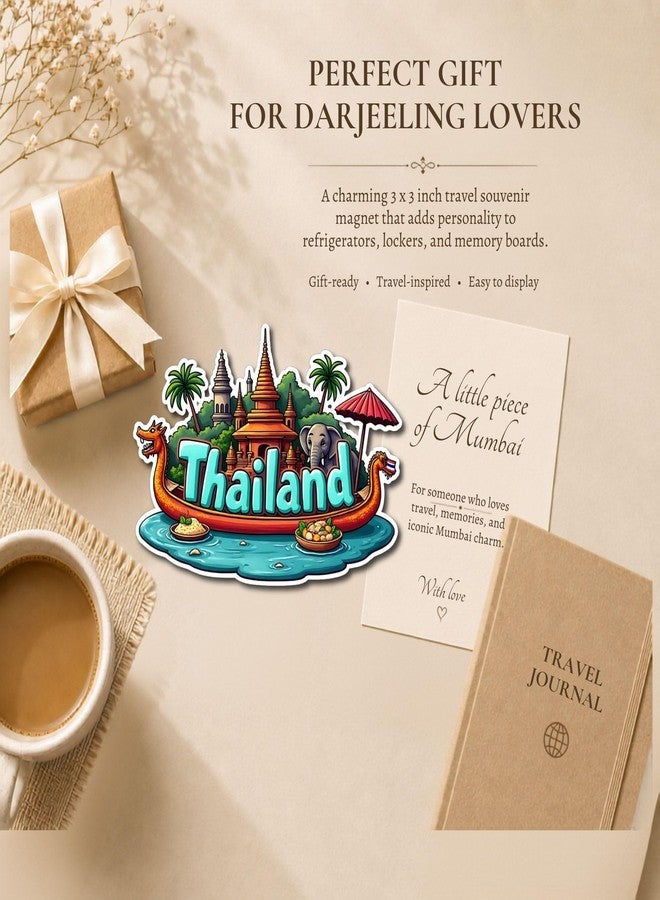 GiftOday Thailand Country Theme Souvenir Wooden Refrigerator Stylish Fridge Magnet - Perfect Souvenir Gift for Brother, Sister, Kids | Kitchen Decor | Fridge Decoration | Size 3x3 Inches | Pack of 1 - Image 4