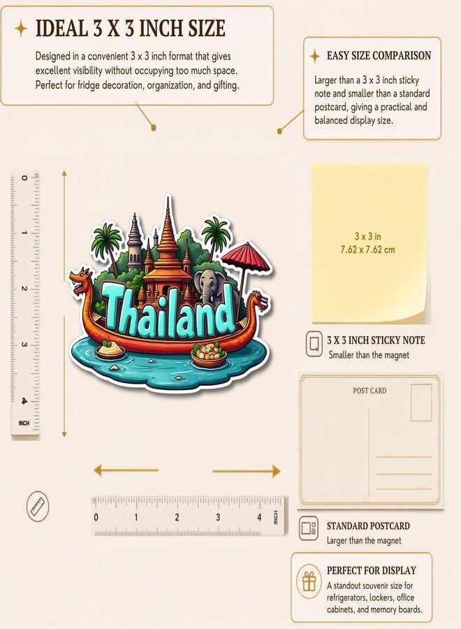 GiftOday Thailand Country Theme Souvenir Wooden Refrigerator Stylish Fridge Magnet - Perfect Souvenir Gift for Brother, Sister, Kids | Kitchen Decor | Fridge Decoration | Size 3x3 Inches | Pack of 1 - Image 3