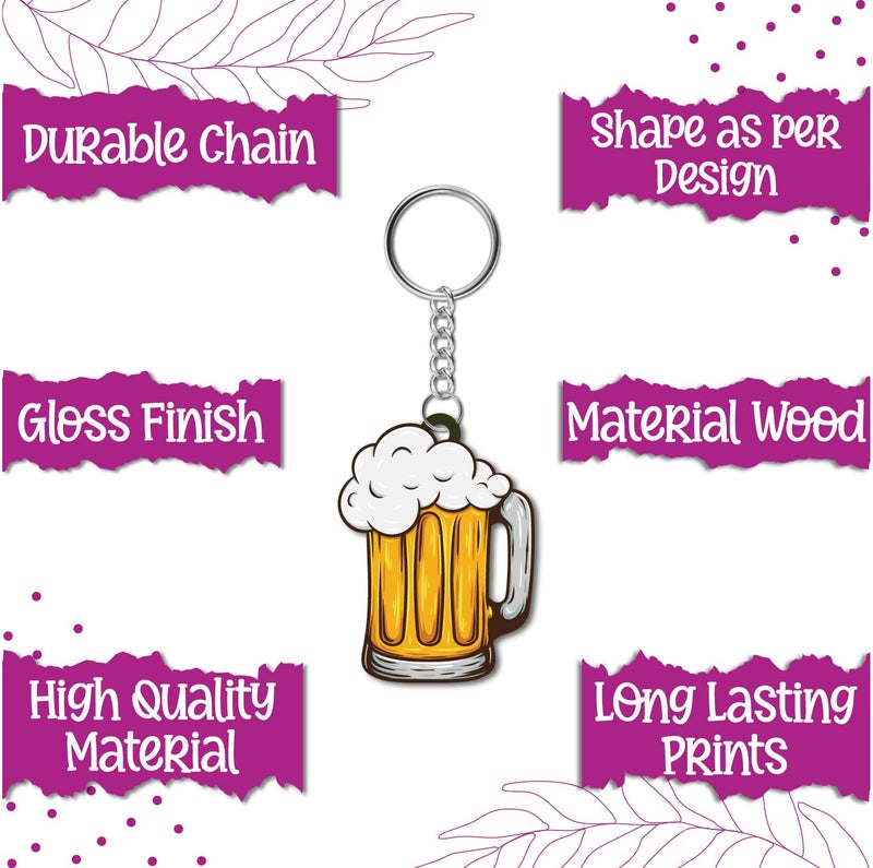 Bhai Please Beer Wooden Keychain For Car, Bike, Office, Home (Pack Of 1) Multicolour Key Chain With Ring | Gift Men, Women, Girls, Boys, Him And Her, Multicolor) - Image 5