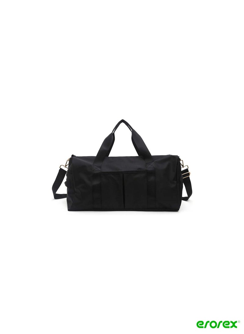 erorex - Gym Bag Dry Wet Separated Waterproof Sport Duffle Bag with Shoes Compartment for Sport Yoga Travel Fitness Overnight Weekend with Shoulder Strap Black - Image 1