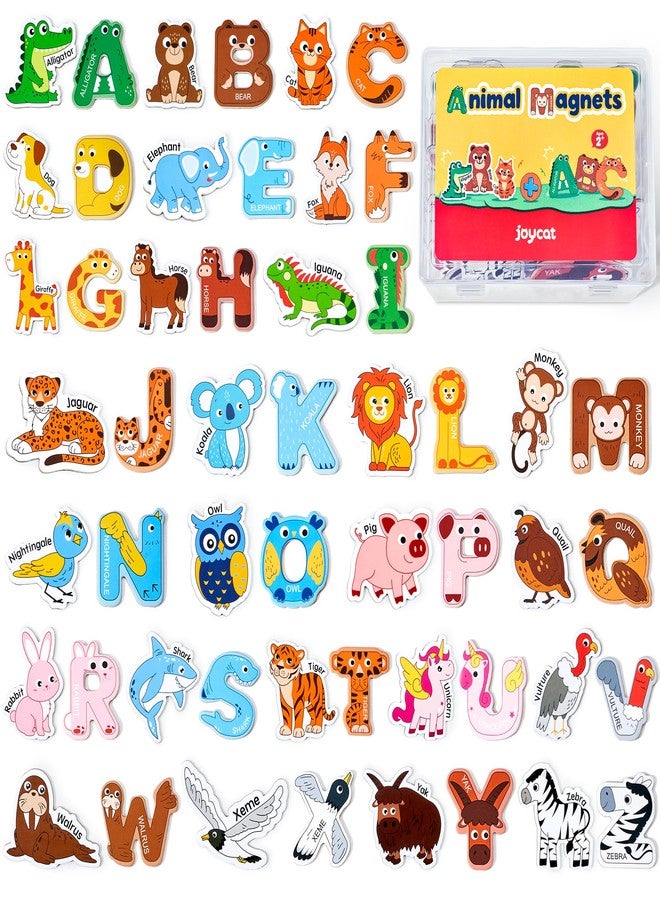 JoyCat Wooden Fridge Magnets for Kids - 26 Cute Animals & Uppercase Letters for Toddlers, Magnetic Alphabet Refrigerator Toys, Fun Educational Learning Gifts for Preschool 2 3 4 5 Years Old - Image 1