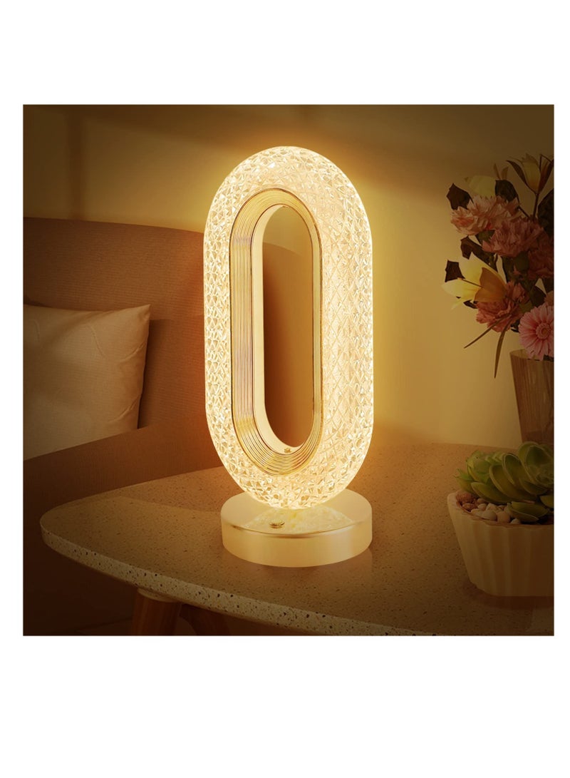 ELTRAZONE Creativity Crystal Table Lamp with Touch Control, 3 Levels Brightness, Rechargeable USB Small Lamp, Night Light for Bedside, Bedroom, Home, Living, Dining, Aesthetic Decor, Minimalist Gift - Image 1