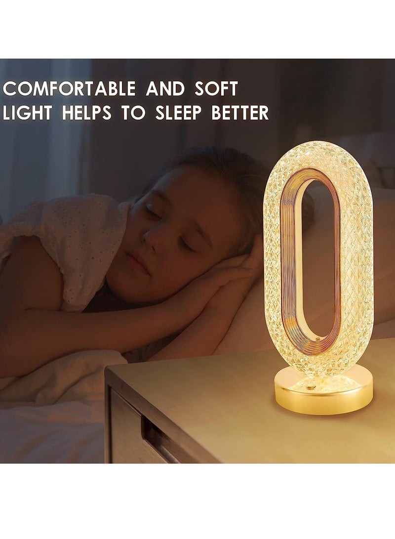 ELTRAZONE Creativity Crystal Table Lamp with Touch Control, 3 Levels Brightness, Rechargeable USB Small Lamp, Night Light for Bedside, Bedroom, Home, Living, Dining, Aesthetic Decor, Minimalist Gift - Image 3