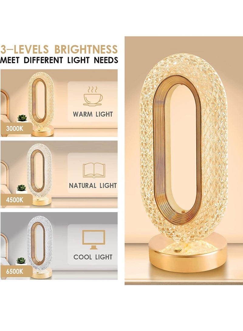 ELTRAZONE Creativity Crystal Table Lamp with Touch Control, 3 Levels Brightness, Rechargeable USB Small Lamp, Night Light for Bedside, Bedroom, Home, Living, Dining, Aesthetic Decor, Minimalist Gift - Image 2