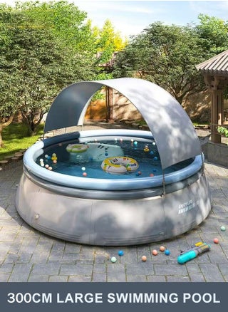 UV-Protected Inflatable Swimming Pool with Canopy,Diameter is 300cm, 2m² Shade Coverage, PVC Material,  Grey - pzsku/ZBFEF0892BEBEDCE0A6A6Z/45/1748169810/d1c412d4-e5a8-40e8-a8f6-6a2a9b7ebb9b