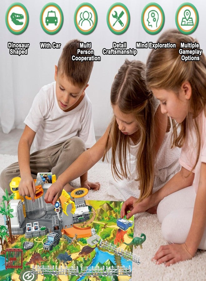 Frontoytall Dinosaur Toys Playset, Vehicles Construction Track Set with Map, Realistic Dinosaurs Figures, Parking Barrier, Crane & Cars, Educational STEM Learning for Kids Ages 3-12, (ASTM Certified) - Image 3