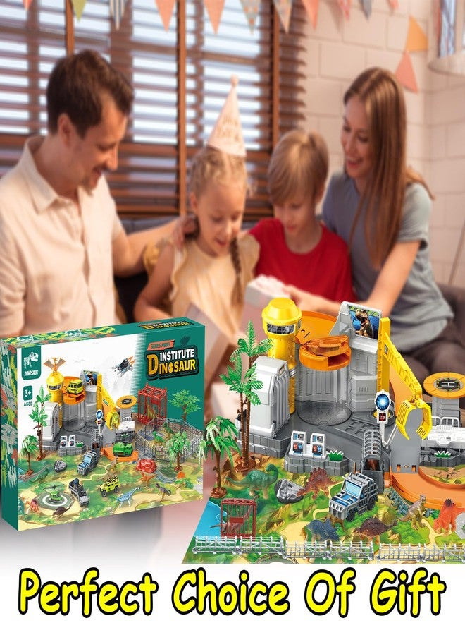 Frontoytall Dinosaur Toys Playset, Vehicles Construction Track Set with Map, Realistic Dinosaurs Figures, Parking Barrier, Crane & Cars, Educational STEM Learning for Kids Ages 3-12, (ASTM Certified) - Image 2