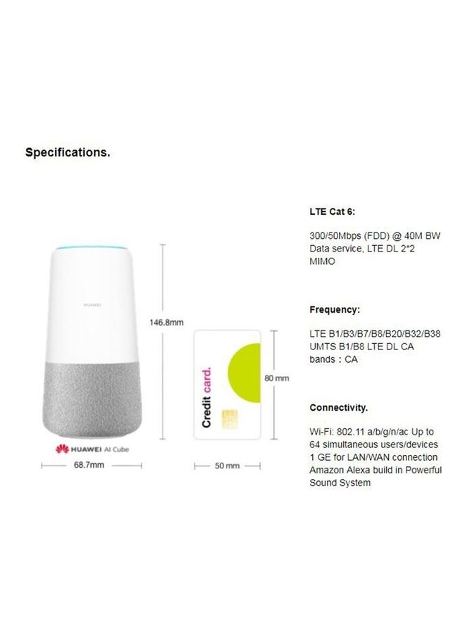 HUAWEI AI Cube, 3 In 1 - Alexa Enabled, Smart Speaker And High Speed 4G Router White - Image 4