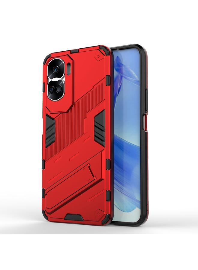 erorex Case For Honor 90 Lite 5G Global Punk Armor 2 in 1 PC + TPU Phone Case with Holder - Image 1