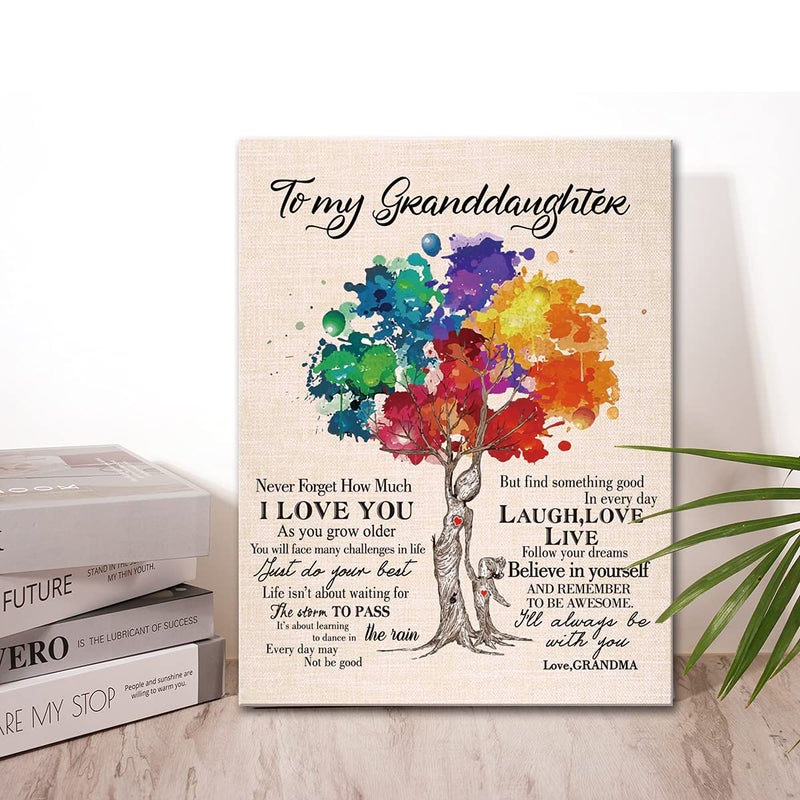 Wailozco Gifts for Granddaughter -Hangable Canvas Poem Prints Framed Poster Wall Art for Granddaughter from Grandma-Meaningful Granddaughter Gifts Granddaughter Home Bedroom Living Room Wall Decor- - Image 5