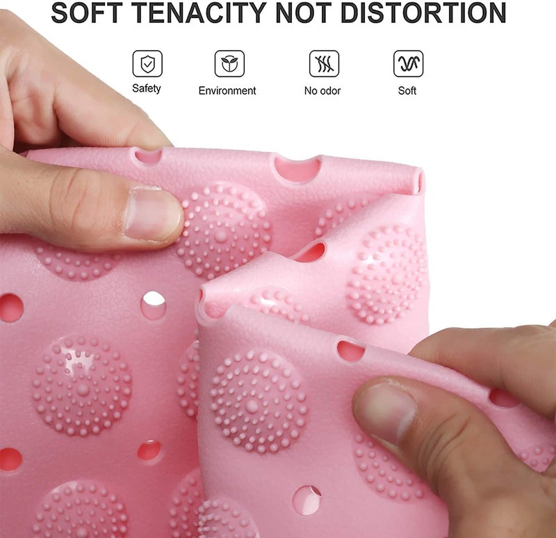 VDNSI Anti Slip Bathroom Mat Rubber Bath Mats Floor Rectangle Anti Skid Mats for Bathing Area Shower mat with Strong Suction Cups & Drain Holes 35X70 CM (Pink) - Image 5