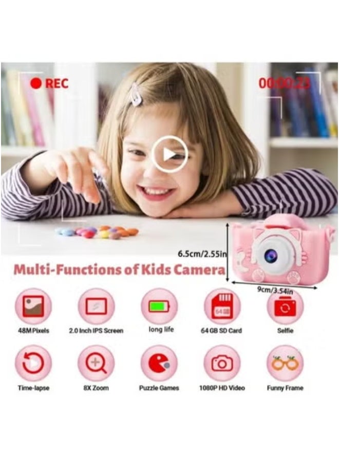 BFC Kids Digital Camera for Girls and Boys – Pink Toddler Selfie Camera with Video Recording, Built-in Puzzle Games, Music & Fun Filters | Portable & Easy-to-Use Learning Toy | Safe, Durable & Drop-Resistant | Ideal Birthday or Children’s Day Gift for Ages 3–12 - Image 2