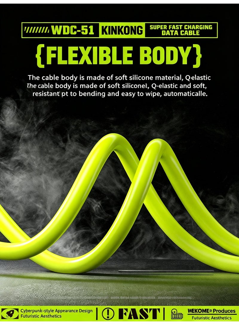 WEKOME 240W 4-in-1 QC 3.0 Fast Charging Cable 1.2M, Liquid Silicone Zinc Alloy Connector, Multi-port Universal Charge Cord for Smartphones and Laptops - Image 4