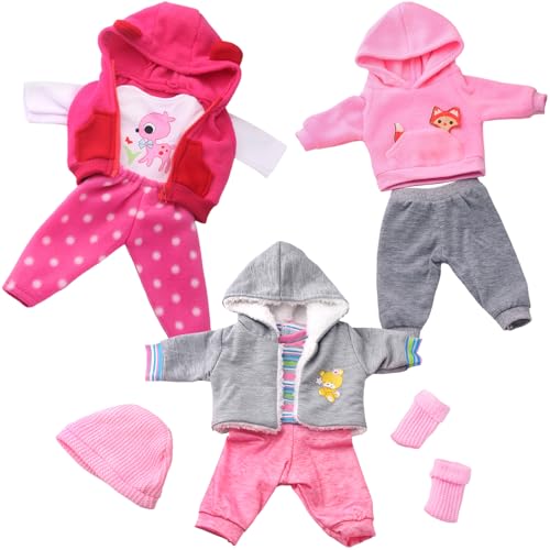 UNICORN ELEMENT 9PCS 1618 Inch Baby Doll Clothes Set Magic Tape Design Cute Outfits for Baby Dolls with Hat Socks 3 Age Pretend Play Costumes to Boost Creativity No Doll Included - Image 1